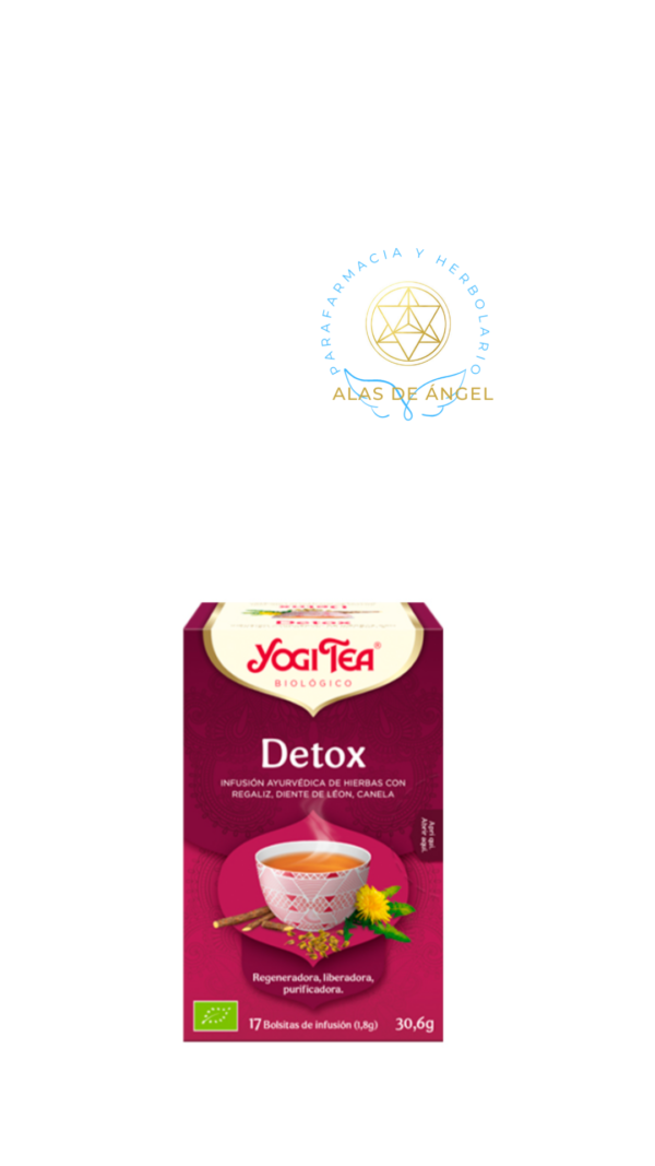 YOGI TEA Detox bio (17 filtros) Indicada para todas aquellas personas que deseen tomar una placentera infusión de calidad dulce y suavemente picante y cualquier persona que quiera consumir infusiones de la máxima calidad con certificación ecológica. Idónea por sus componentes para personas que deseen consumir una infusión para depurar el organismo y ayudar a eliminar líquidos.